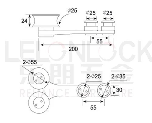 HEAVY DUTY 300 KG DOUBLE GLASS HANGING WHEEL ROLLER FOR SLIDING DOOR